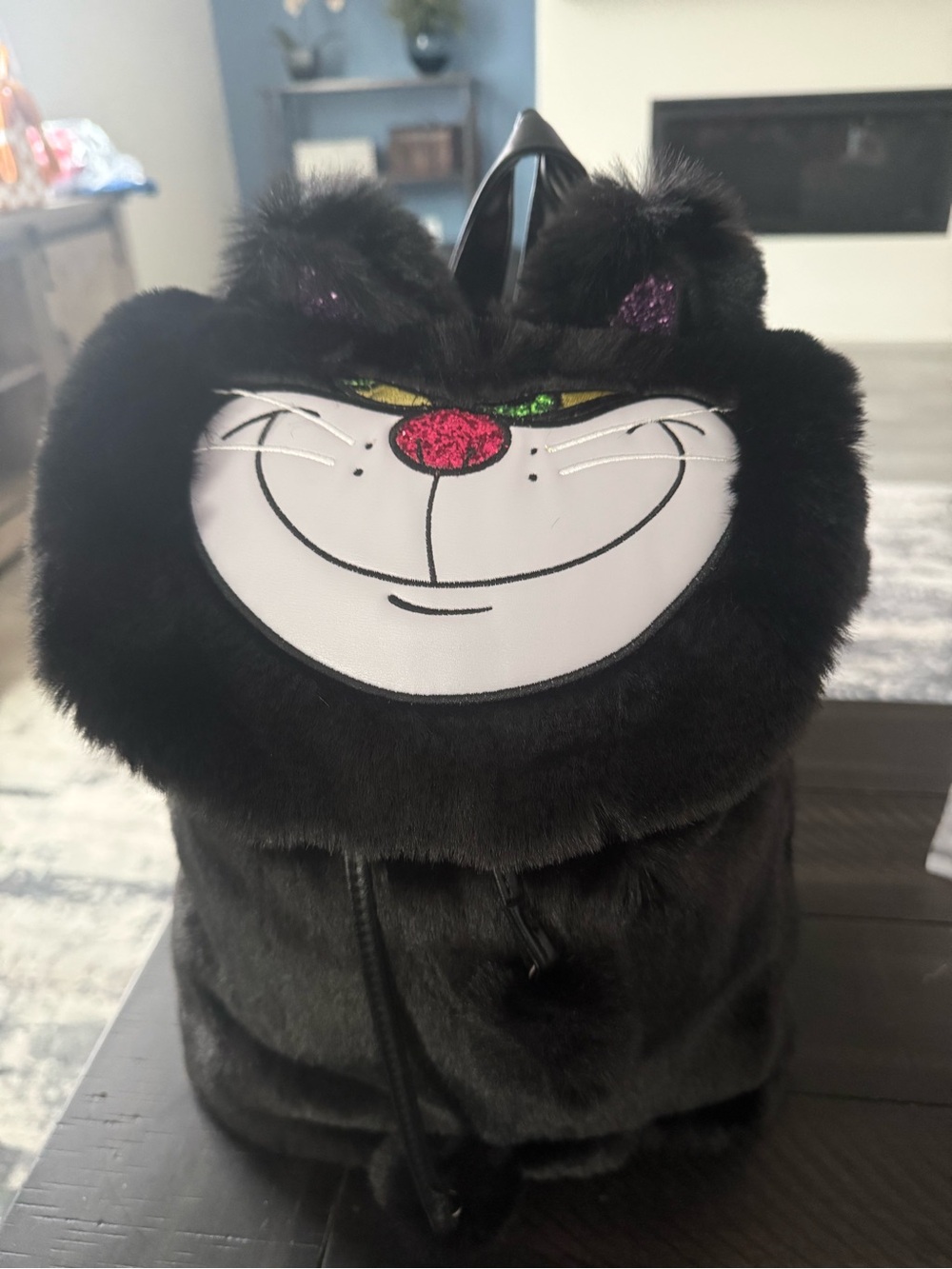 NWT Cinderella’s Lucifer Black Fuzzy Cat Danielle Nicole Backpack -Rare!